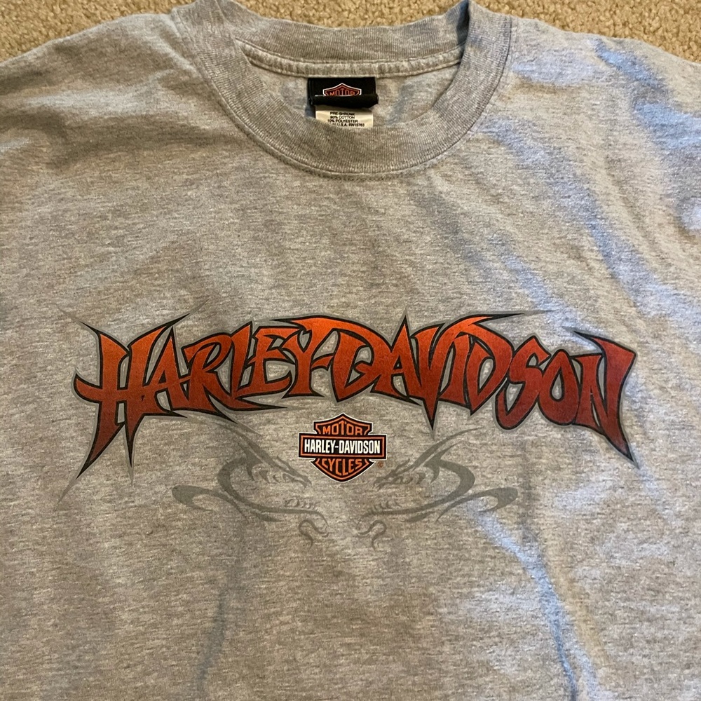 Harley Davidson Logo Motorcycle T Shirt Flames